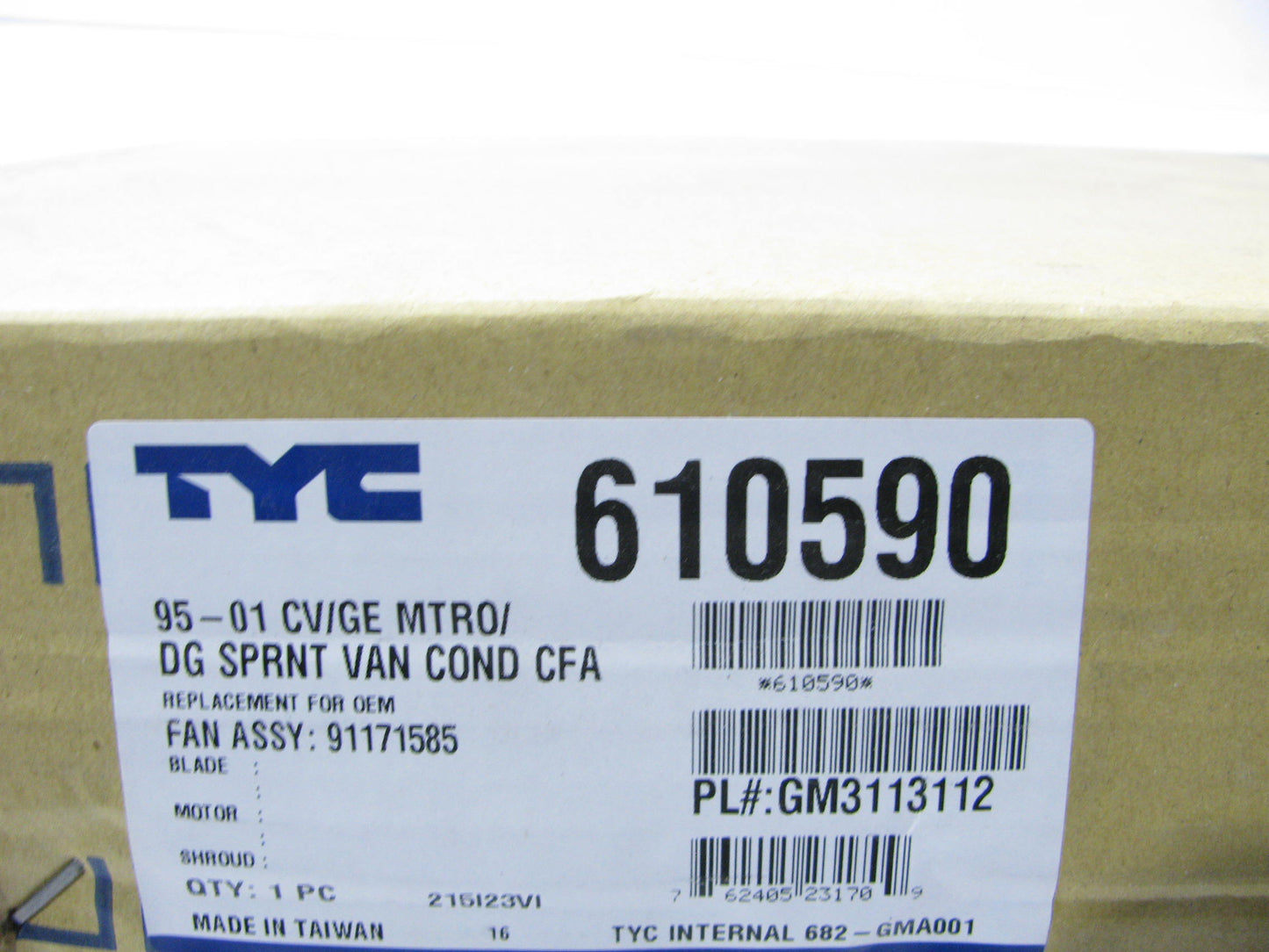 TYC 610590 Engine Cooling Fan Assembly For 1995-2001 Chevrolet Geo Metro
