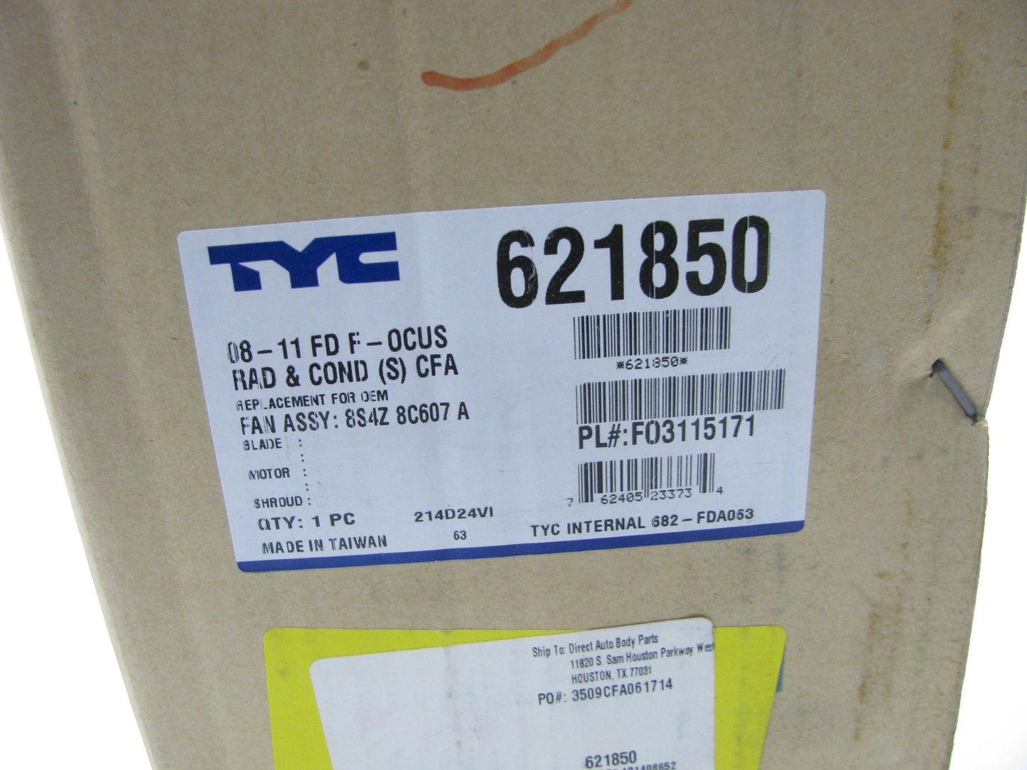 TYC 621850 Radiator / A/C Condenser Fan Assembly For 2008-2011 Ford Focus