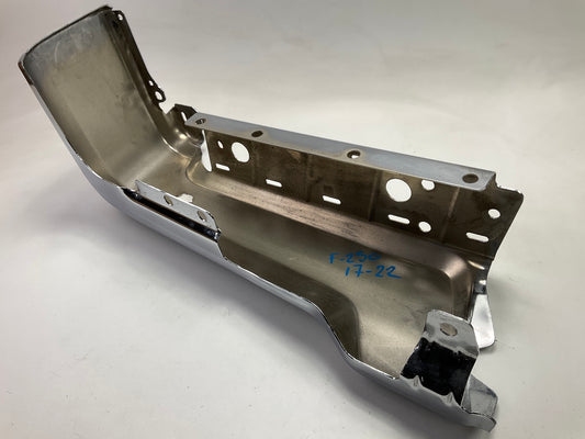 Used #61 OEM Ford Rear Bumper Right End Cap, W/ Sensor Hole, Chrome 17-22 F-350