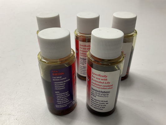 (5) Uview B483806 Extended-Life Radiator Coolant Dye Bottles, 1 Oz Each