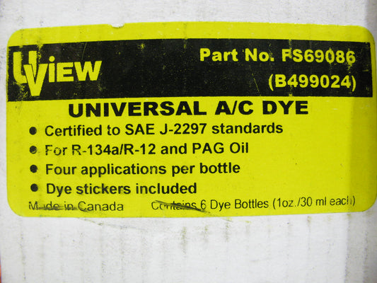 (5) Bottles - Uview B499024 Universal A/C Leak Detection Dye, Each Bottle Is 1oz