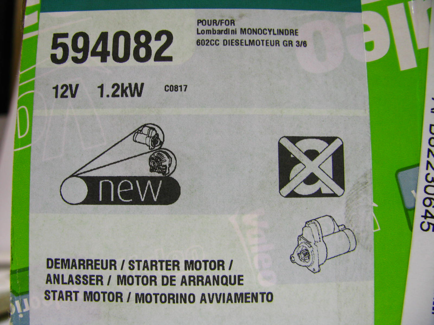 Valeo 594082 Heavy Duty Starter Motor For Deutz / Ruggerini