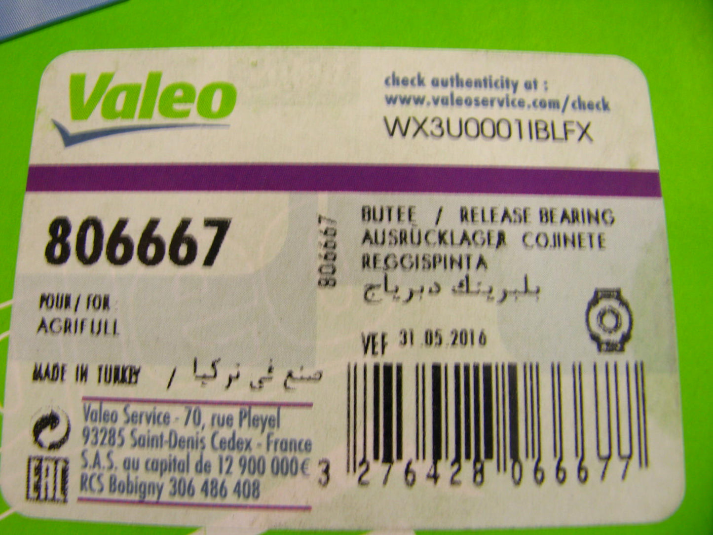 VALEO Clutch Release Bearing 806667 - For Ford, AGRIFULL, FIAT TRACTOR