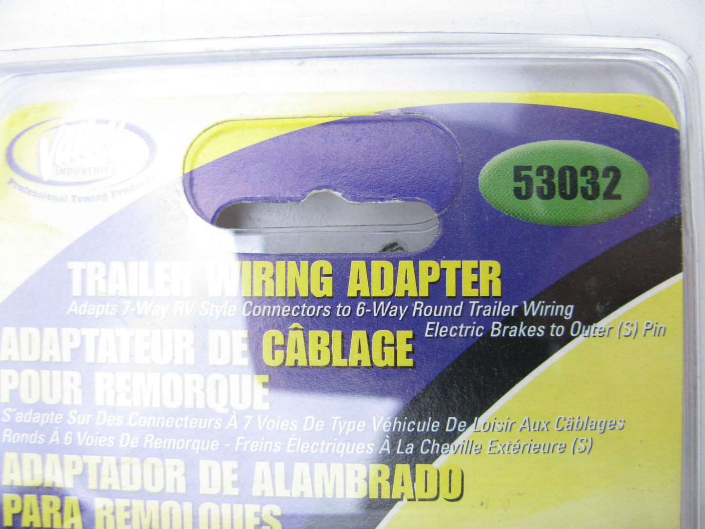 Valley 53032 Trailer Wiring Plug Adapter 7-way RV Flat To 6-way Round Plug