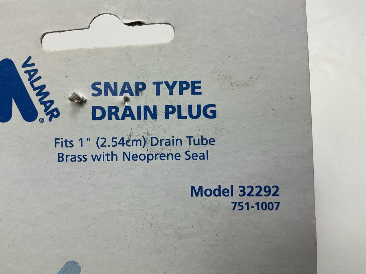 Valmar 32292 Boat Drain Plug, Snap Type 1 Inch Brass Neoprene