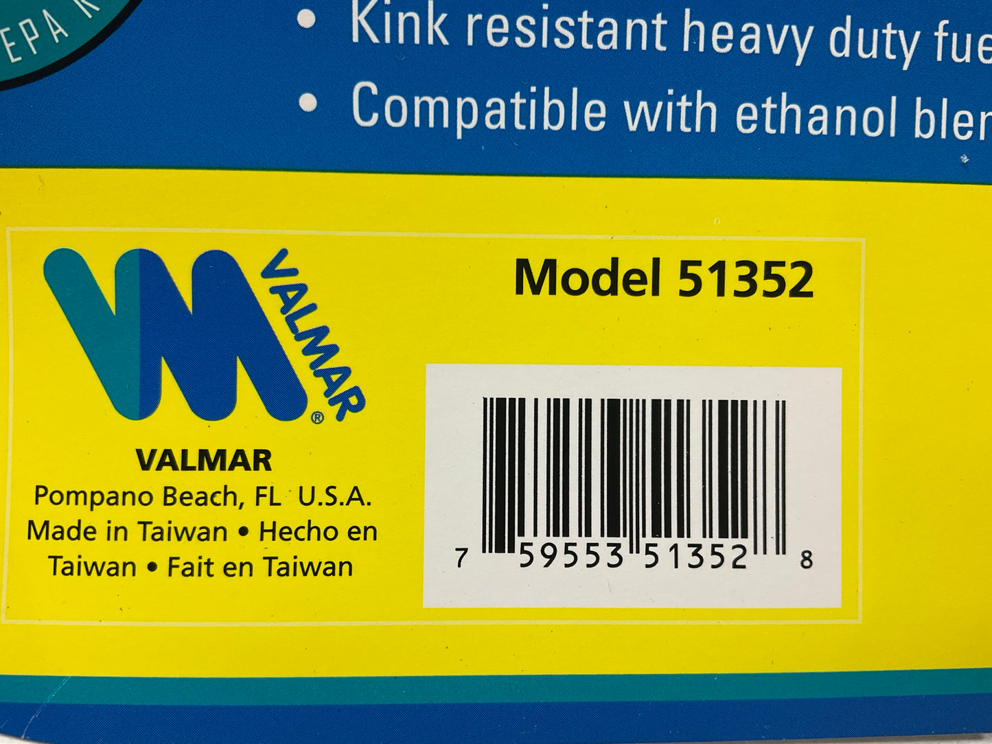 Valmar 51352 Mercury 3/8''x7' Fiber-Reinforced Fuel Line Hose W/ Fuel Primer Bulb