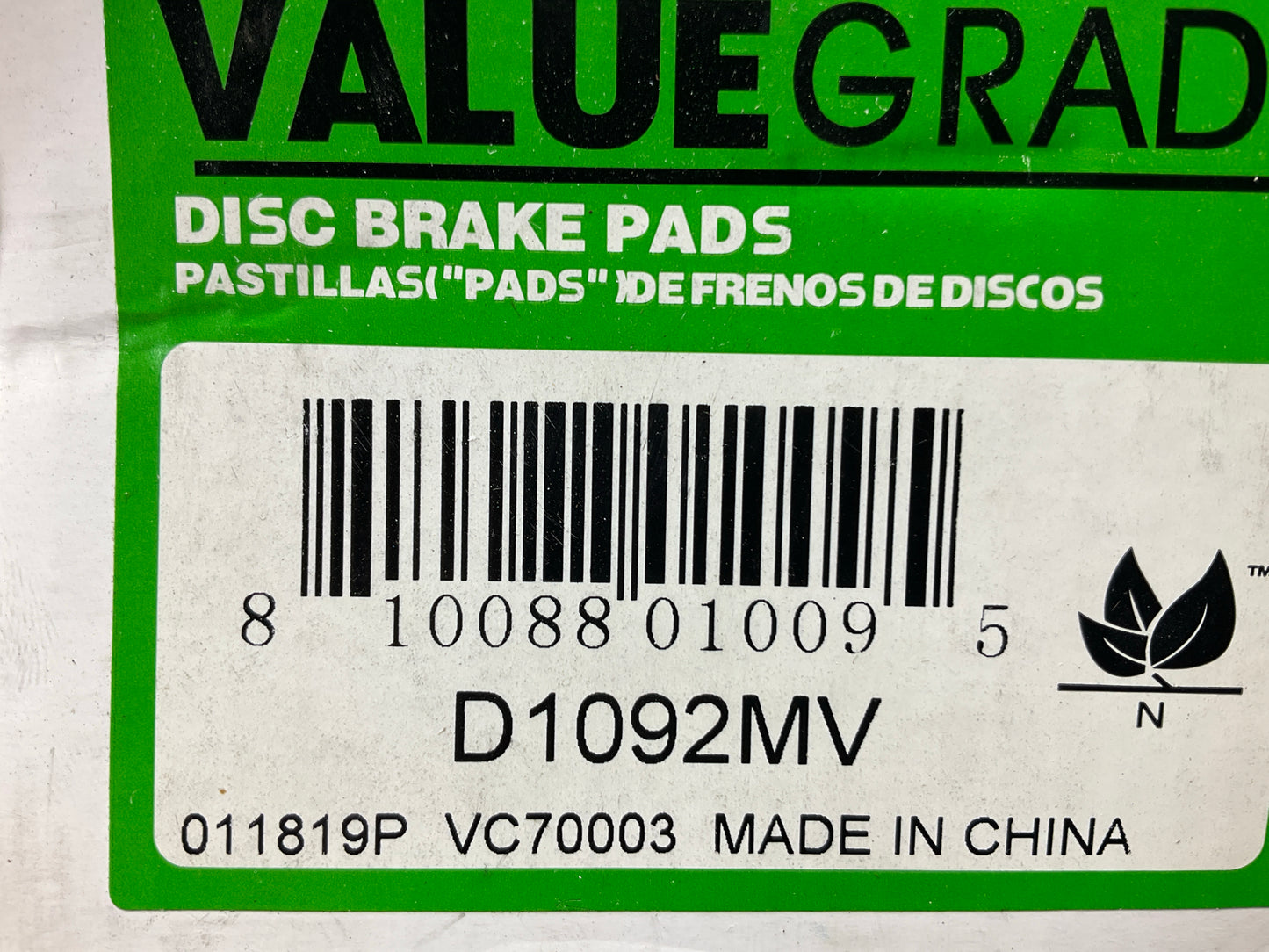 Valuegrade D1092MV Front Brake Pads