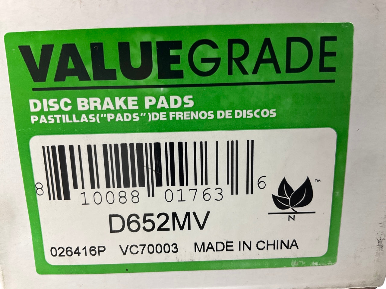 Valuegrade D652MV Front Brake Pads
