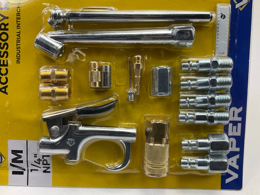 Vaper 19338 17-Piece Air Tool Accessory Kit With Blow Gun & Fittings & Air Chuck