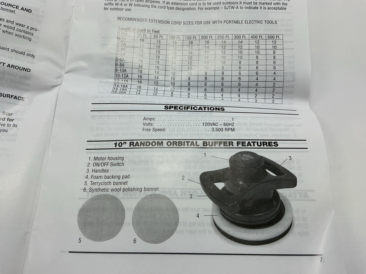 Vaper 22610 10'' Random Orbital Buffer Polisher, 3000 RPM