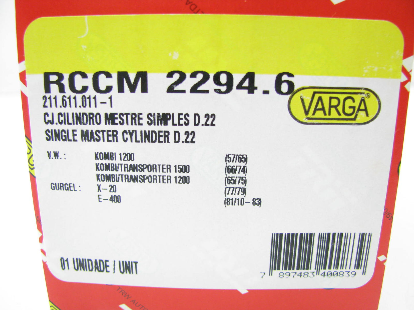Varga RCCM22946 Brake Master Cylinder - 1950-1966 VW Transporter Bus Type2