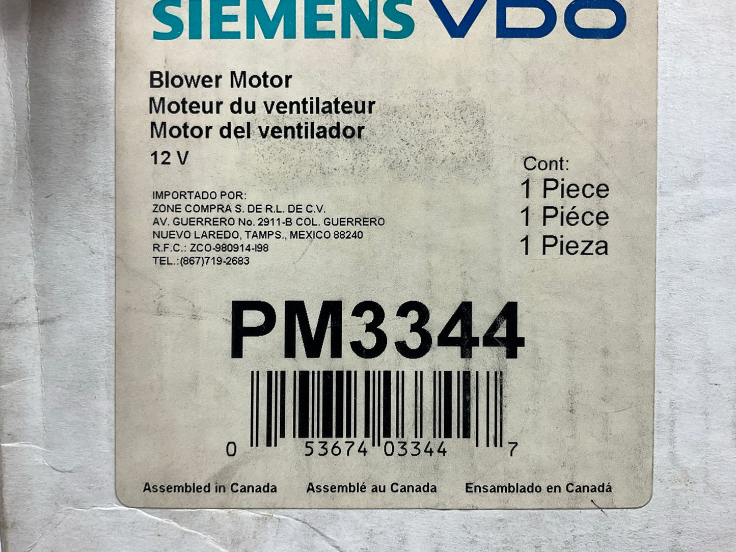 VDO PM3344 Blower Motor Without Wheel - 1995-00 Contour, Mystique, 99-02 Cougar