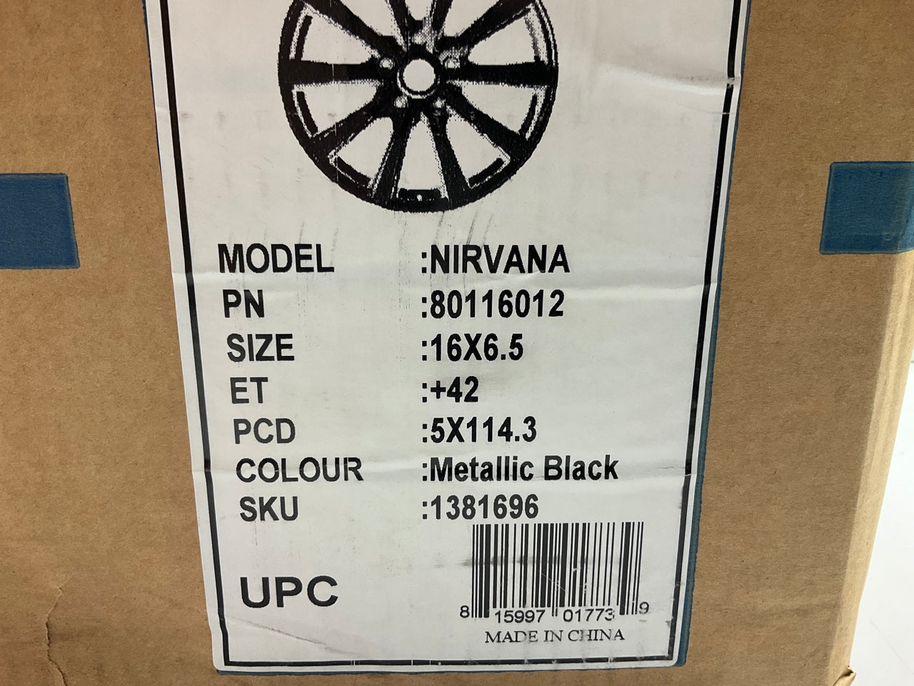 Velox Nirvana Black Metallic Alloy Wheel 16x6.5'', 5x114.3 PCD (5x4.5''), +42mm
