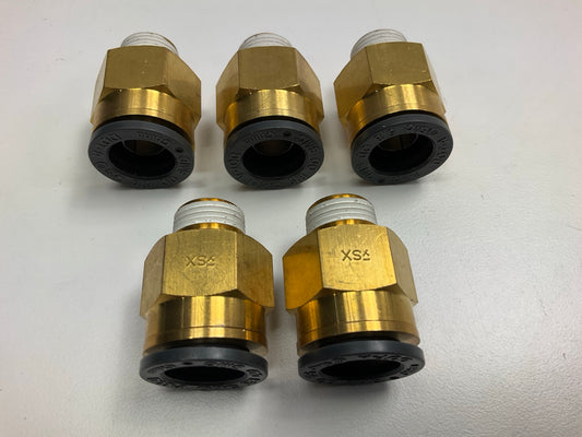 (5) Velvac 016163 - Push Lock Male Connector 5/8'' X 3/8'' Air Brake Fittings