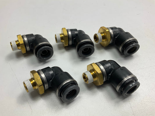 (5) Velvac 016262 Push-Lock Air Brake Fitting, 90° Male Swivel Elbow, 3/8 X 1/8''