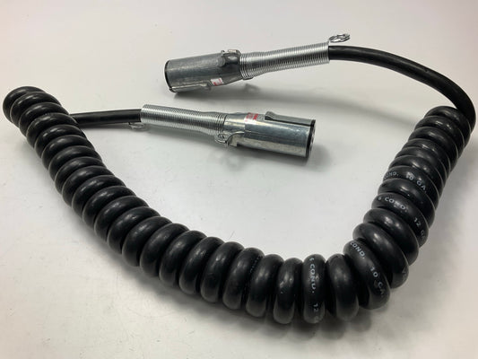 Velvac 590154 Seven-Way Coiled Cable, 6/12, 1/10 Gauge, 12' Long, Two 12'' Leads