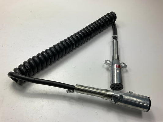 Velvac 590156 Seven-Way Coiled Cable, 6/14, 1/10 Gauge, 12' Long, Two 12'' Leads