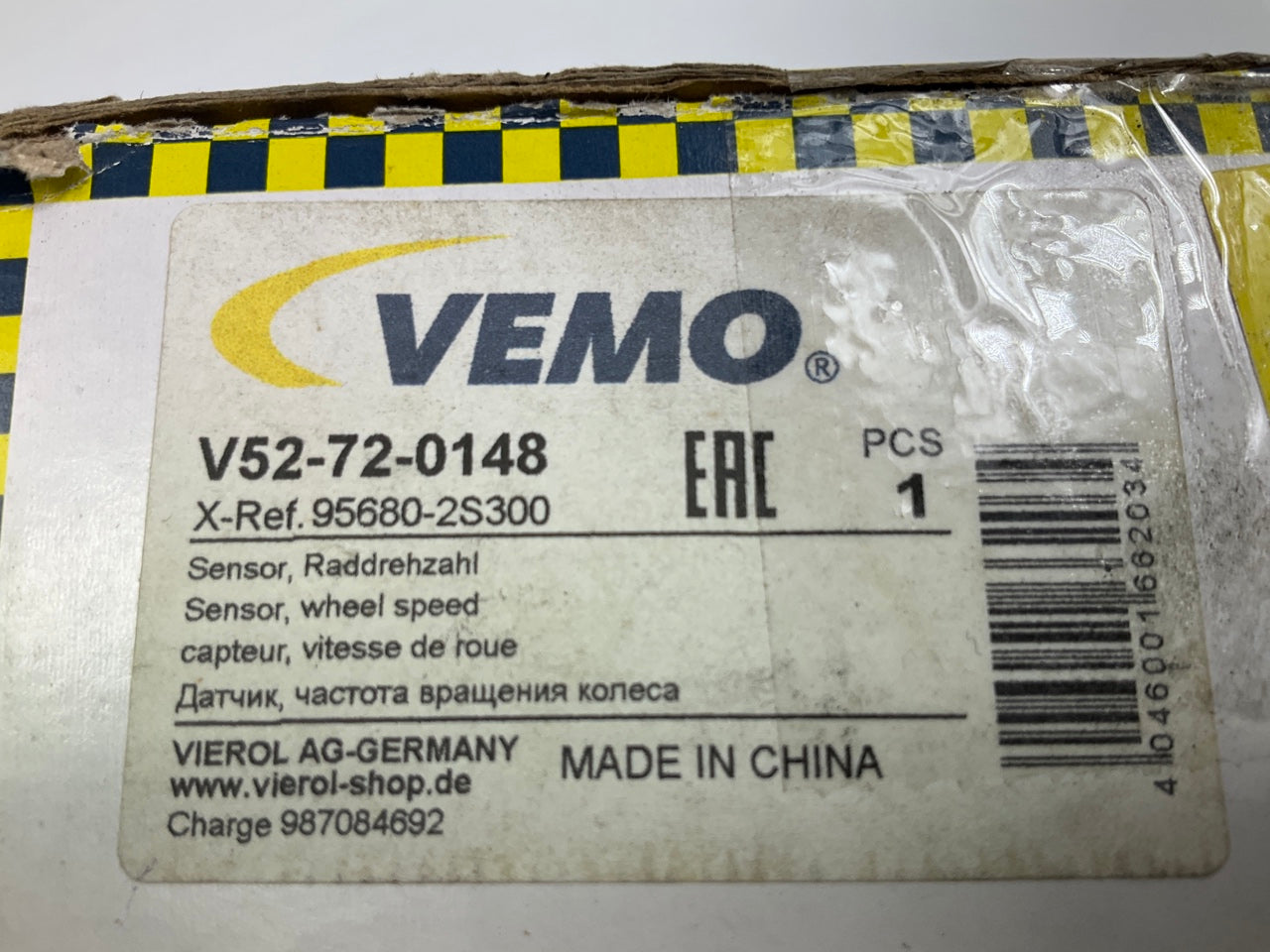 Vemo V52-72-0148 Rear ABS Wheel Speed Sensor