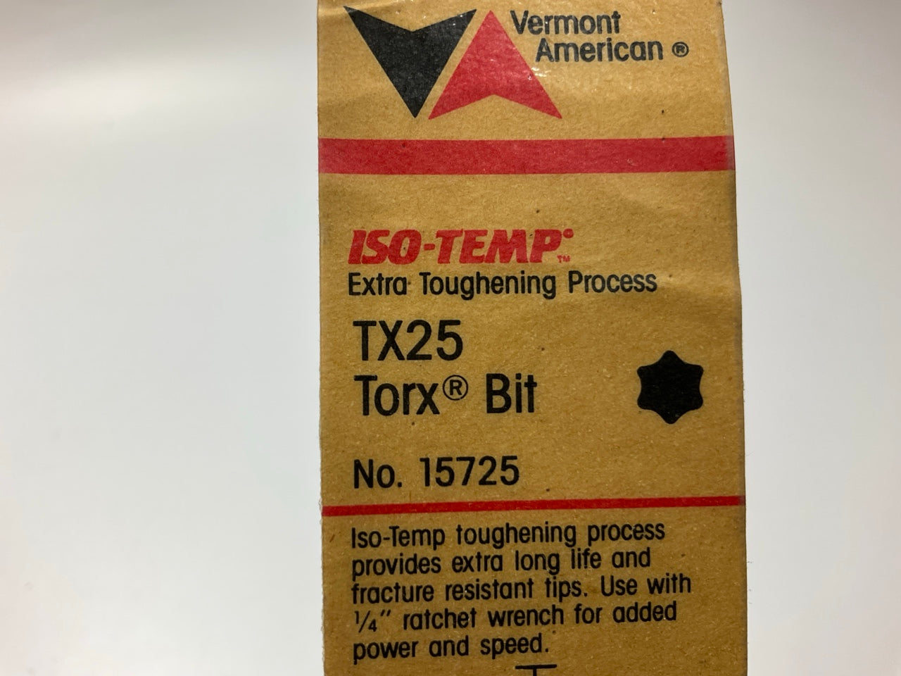 Vermont American 15725 1/4'' Drive, TX25 Torx Bit - MADE IN USA