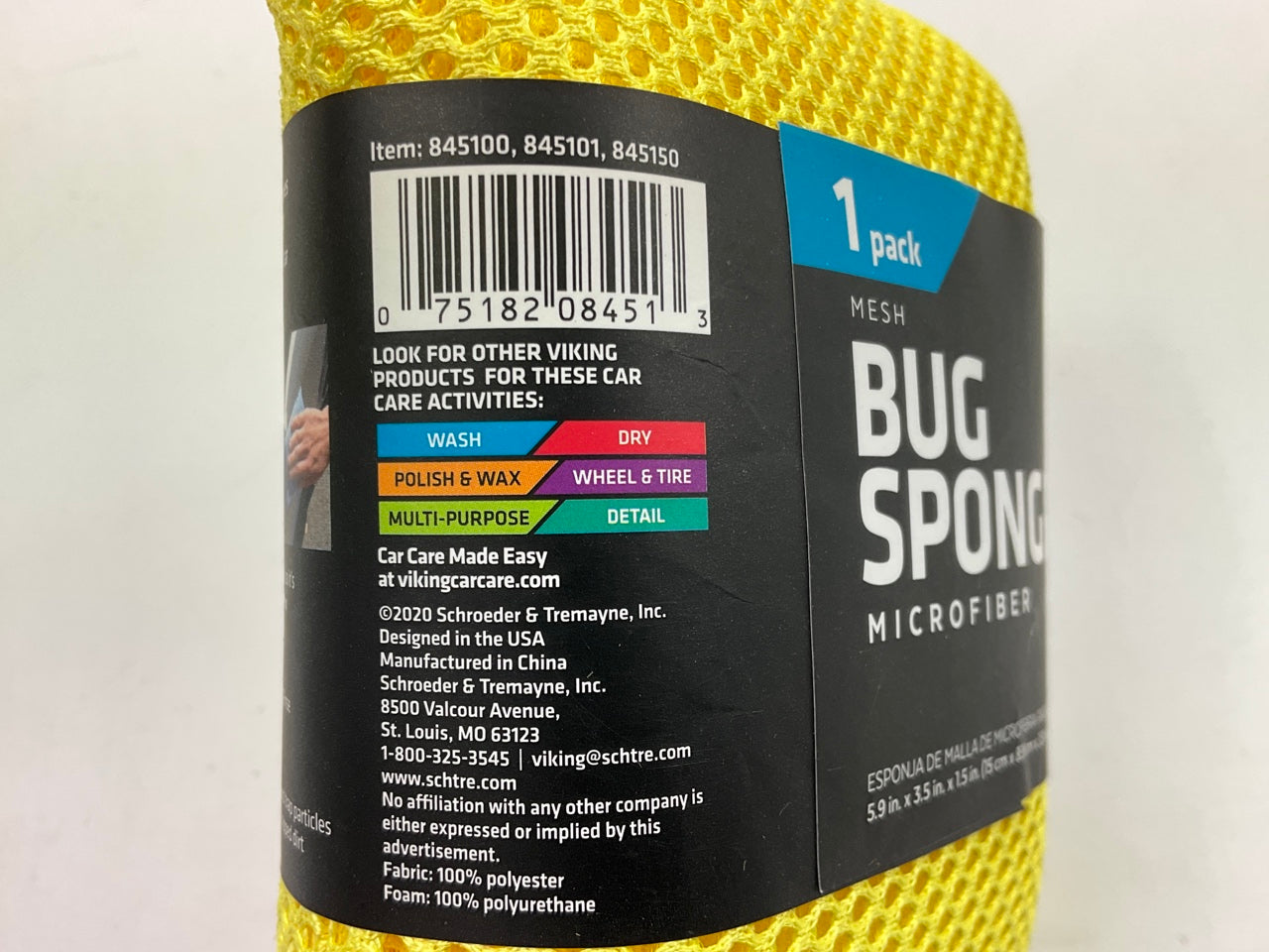 (2) Viking 845100 6''x3.5'' Microfiber Mesh Bug Cleaning Wash Sponge For Bugs &Tar