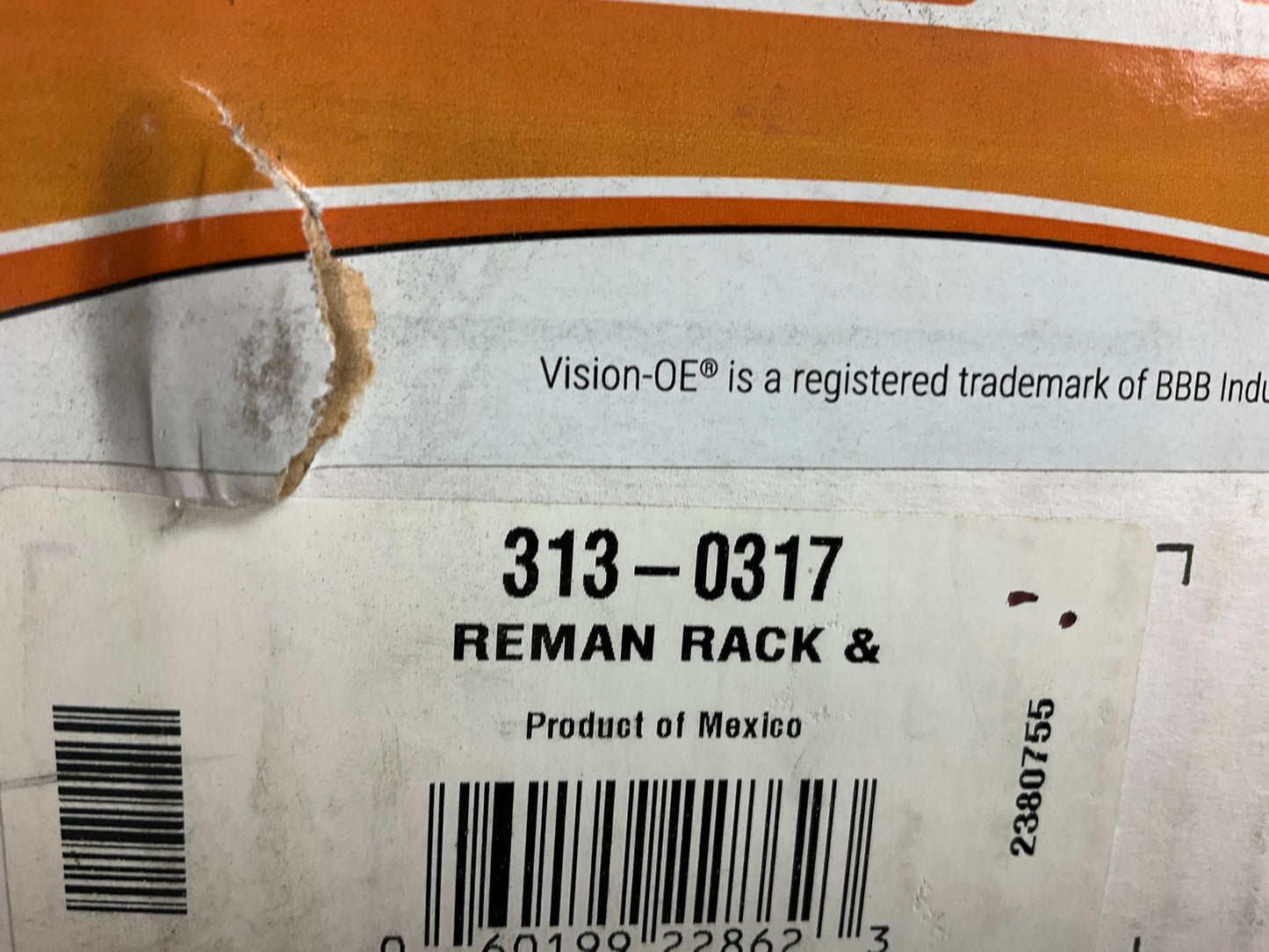 REMAN. Vision-oe 313-0317 Power Steering Rack And Pinion Assembly