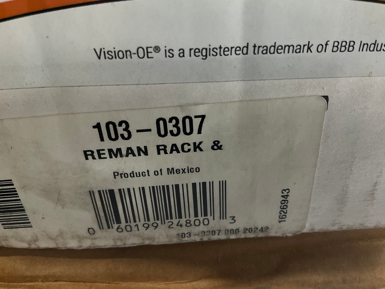REMAN. Vision 103-0307 Steering Rack & Pinion (WITHOUT The Z60 Package)