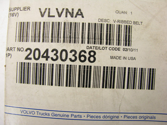 NEW - OEM Volvo 20430368 Serpentine Belt - 1.087'' X 39.125'' - 8 Ribs