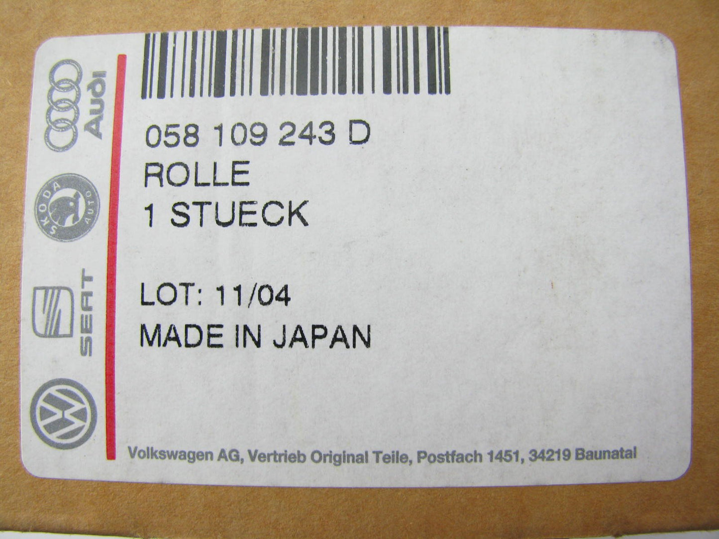 NEW - OEM Genuine Timing Belt Tensioner Audi 058109243D