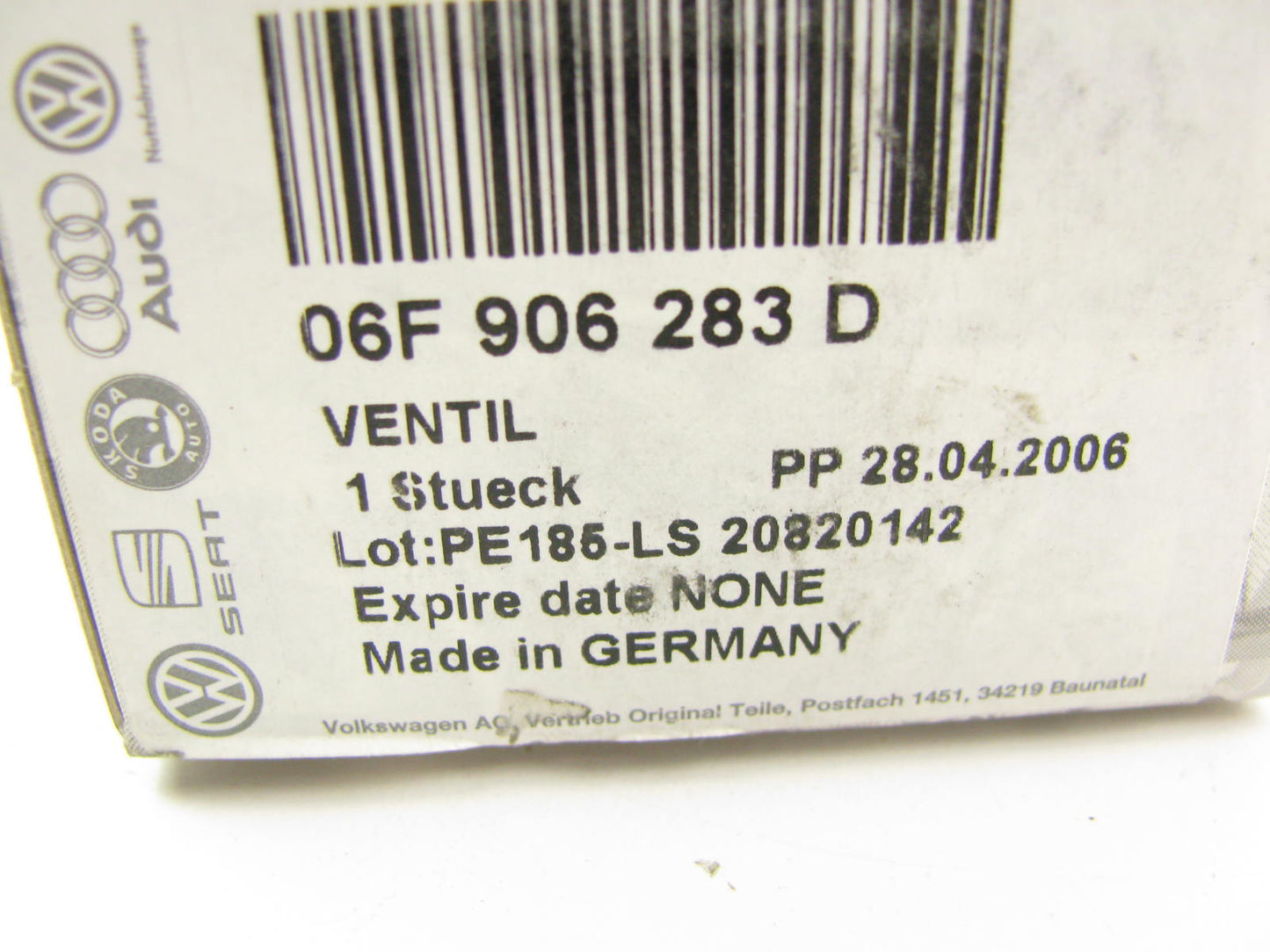 NEW - OEM VW Audi 06F906283D Turbocharger Boost Solenoid Valve