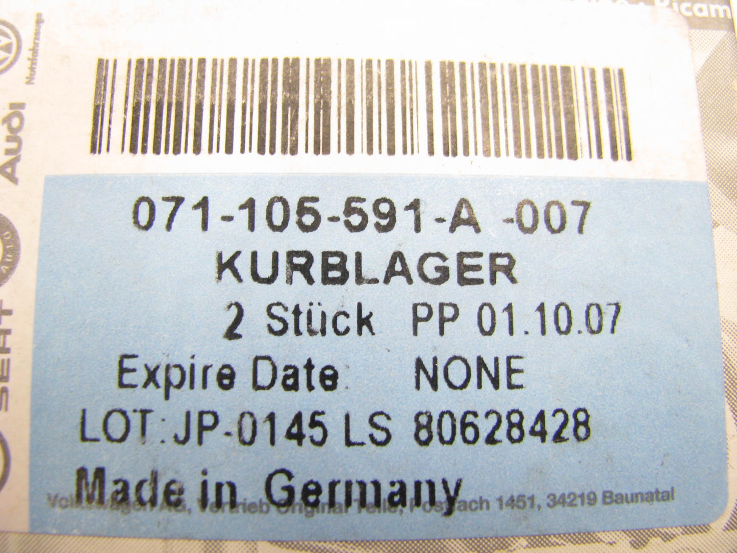 New Genuine Crankshaft Main Bearing OEM For Audi Volkswagen 071105591A007