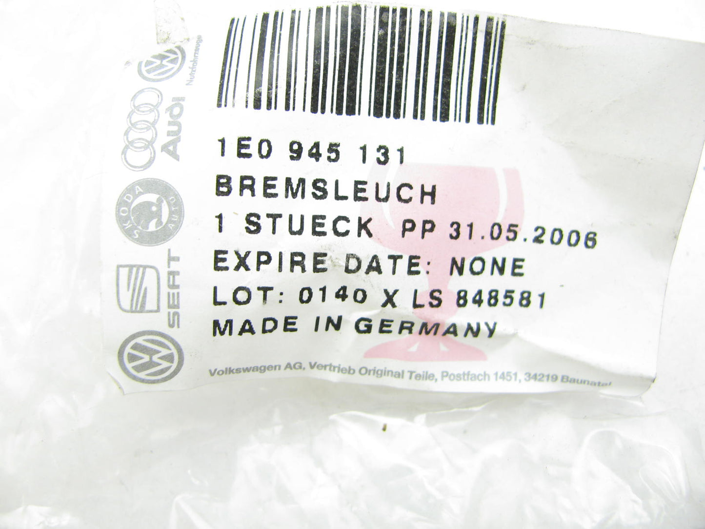 NEW - OEM VW Audi 1E0945131 High Mounted Tail Light Lamp For 1995-1999 Cabrio