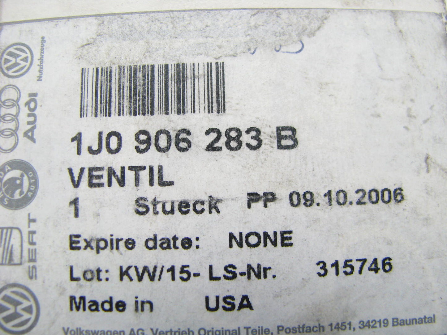 NEW OEM Audi 1J0906283B Secondary Air Injection Solenoid EGR Vacuum Delay Valve