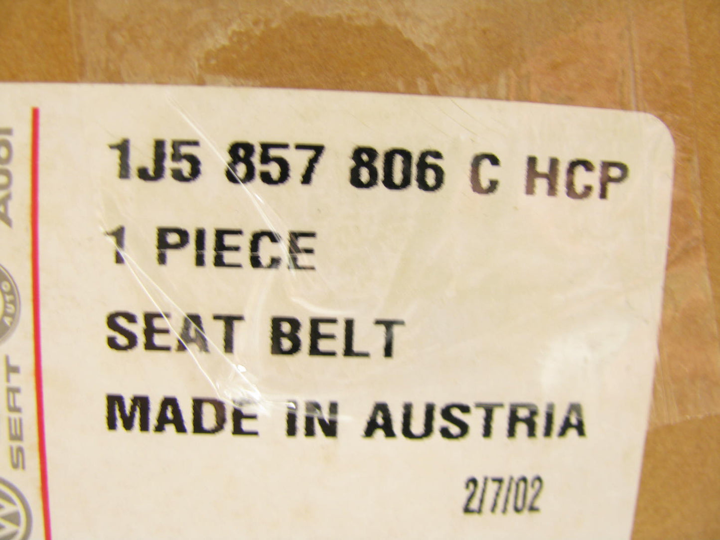NEW GENUINE OEM Audi 1J5857806CHCP Rear Right Seat Belt 1999-2005 VW Jetta