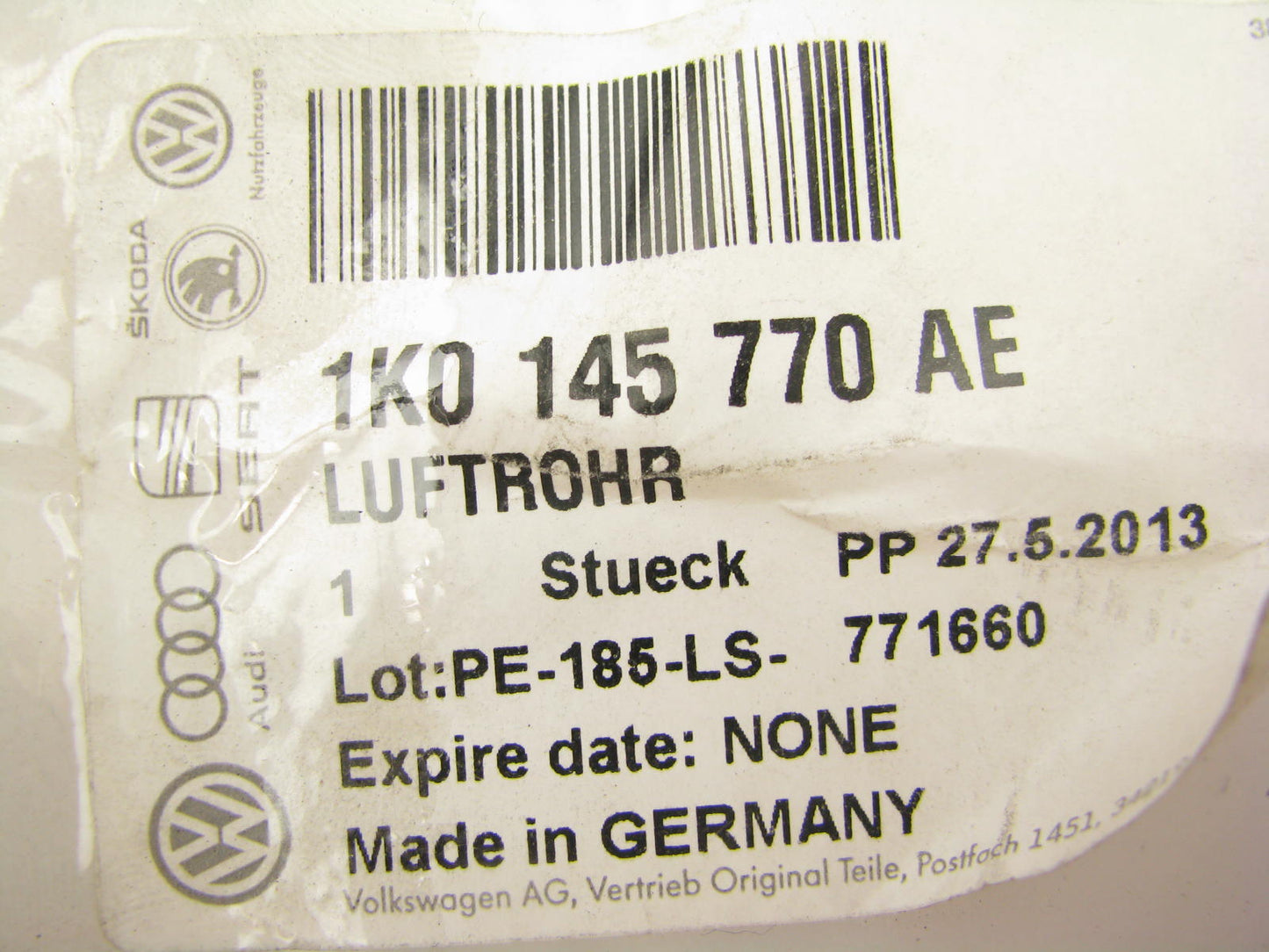 New Genuine OEM Intercooler Air Pipe Tube For Volkswagen 1K0145770