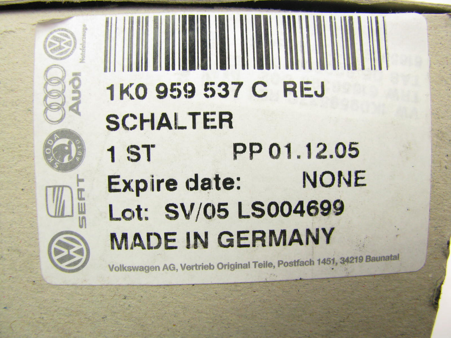 NEW - OEM 1K0959537CRE Left Steering Wheel Telephone Button For 2005-06 VW Jetta