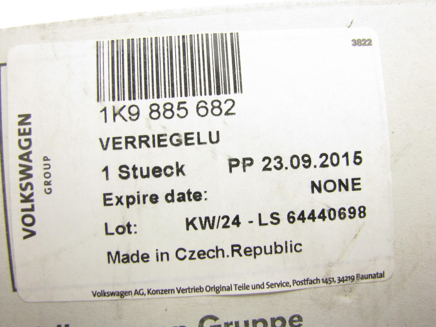 NEW - OEM 1K9885682 Rear Right Seat Back Rest Latch For 2009-14 Volkswagen Jetta