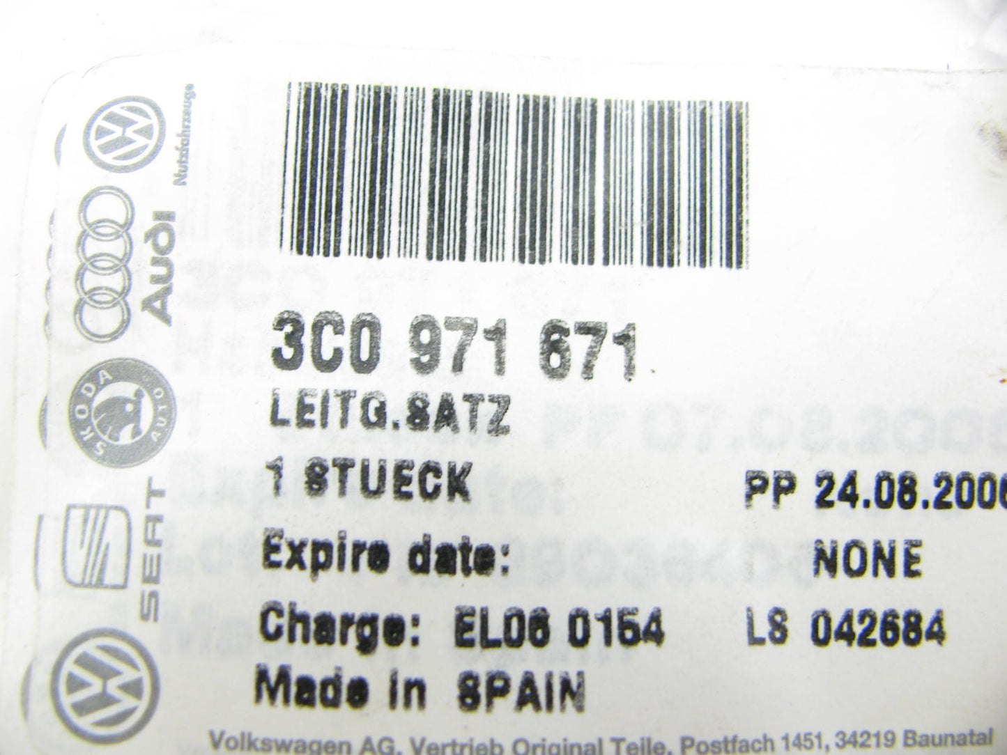 NEW - OEM VW Audi 3C0971671 Front Headlight Headlamp Wiring Wire Harness