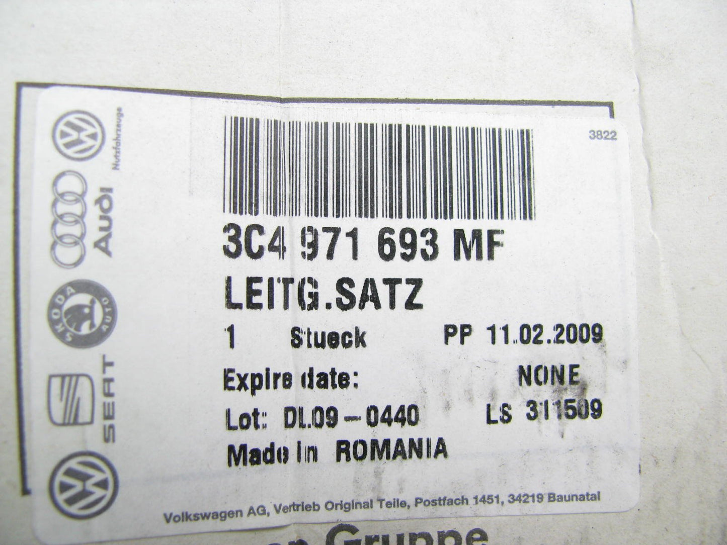 NEW OEM Rear Left Side Door Wire Harnes For 10-11 Volkswagen Passat 3C4971693MF