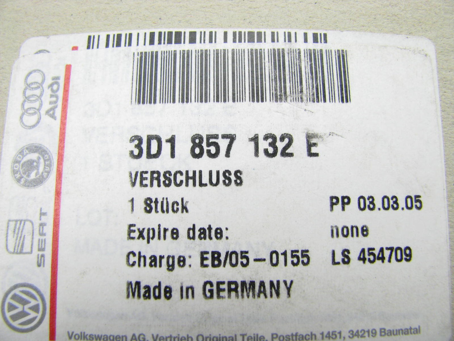 New Genuine Glove Box Latch Cable OEM For 04-06 Volkswagen Phaeton 3D1857132E