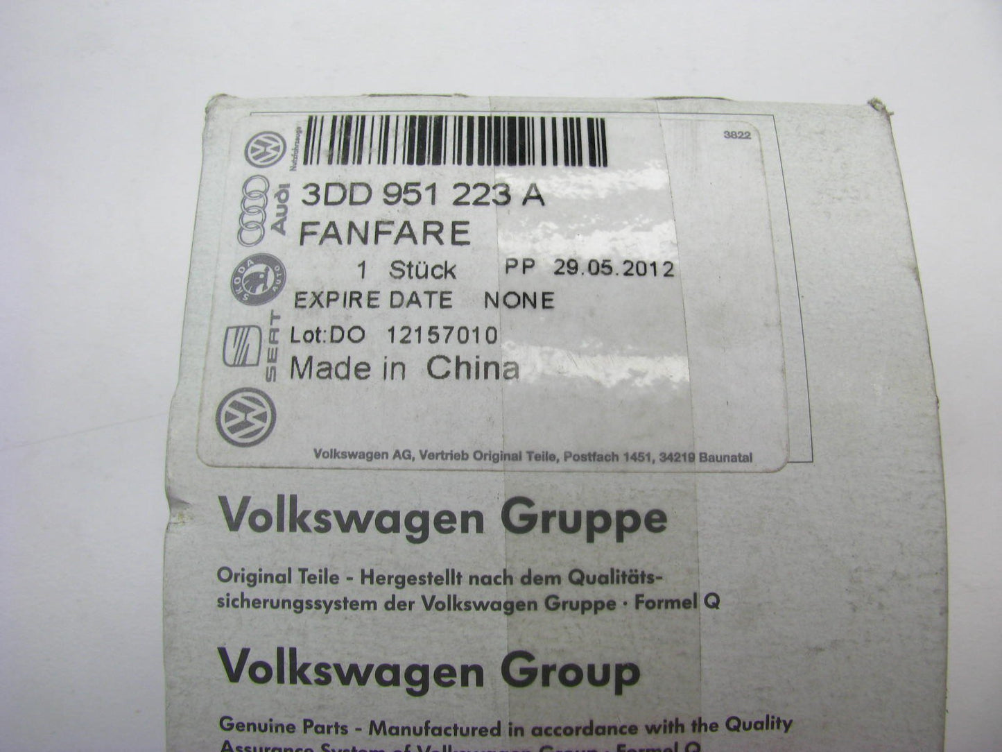 NEW GENUINE High Tone (510 Hz) Horn OEM 2004-2010 VW Touareg 3DD951223A