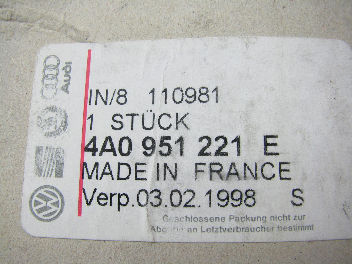 NEW GENUINE OEM Vw Audi 4A0951221E Low Tone Horn