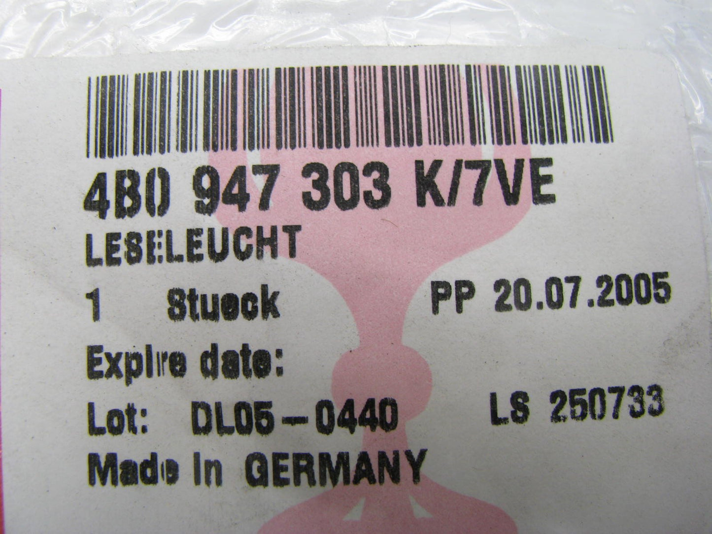 NEW GENUINE Interior Map Light Reading Lamp OEM Audi 4B0947303K7VE