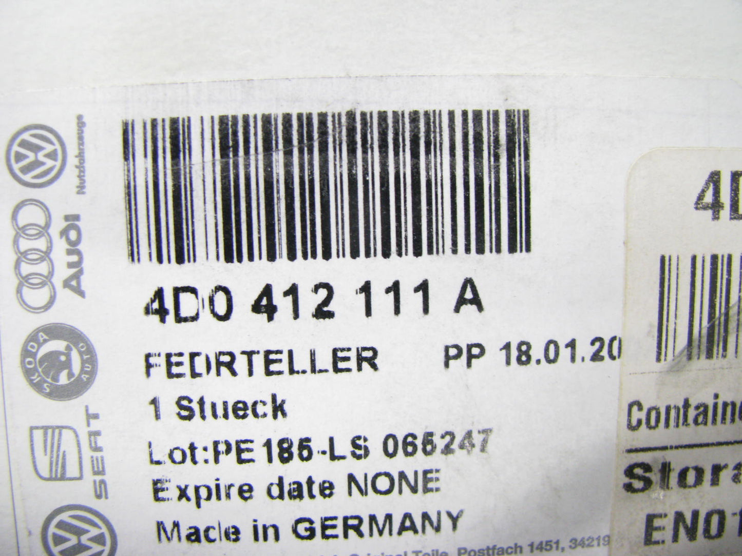 NEW - OEM VW Audi 4D0412111A Front Suspension Spring Seat For 1997-99 Audi A8