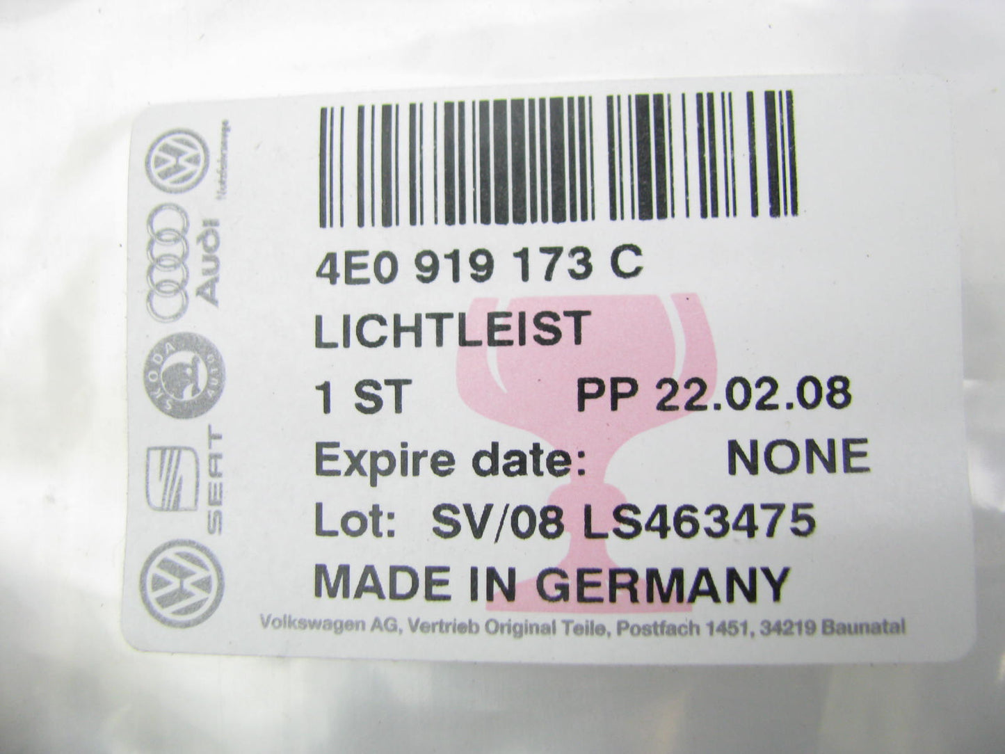 NEW - OEM VW Audi 4E0919173C Front Left Led Light Bar 04-10 A8 Quattro 07-09 S8