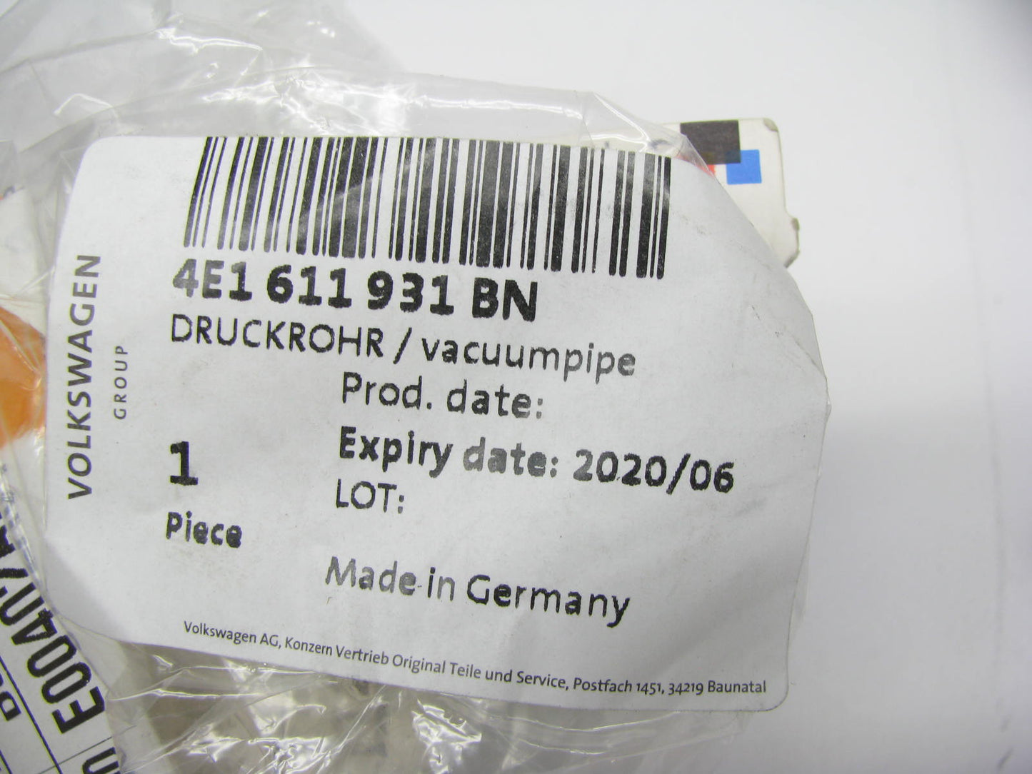 NEW - OEM VW Audi 4E1611931BN Brake Vacuum Hose 2004-2006 A8 Quattro