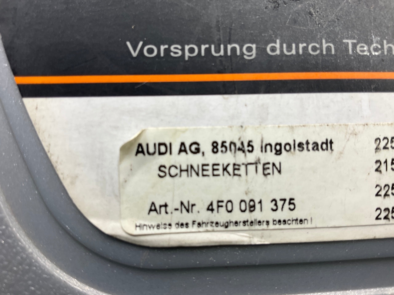 NEW OEM Audi 4F0-091-375 Tire Snow Chains For 225/55R16, 215/55R17, 225/45R17