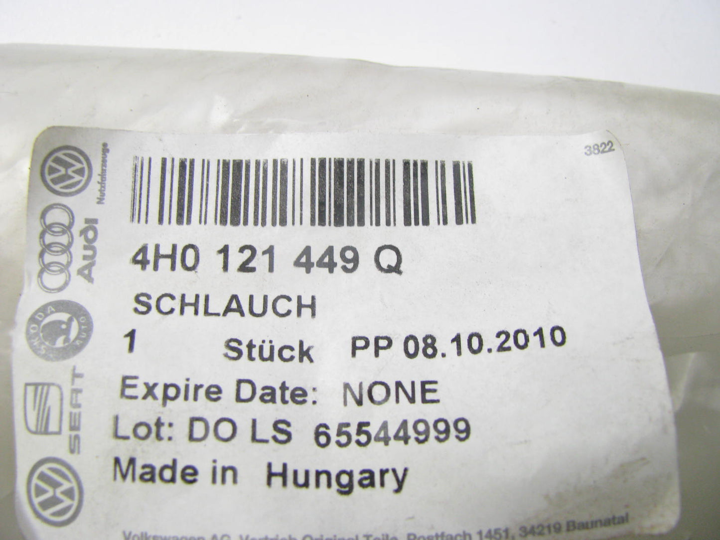 NEW OEM 4H0121449Q REAR RIGHT Engine Coolant Hose 14-16 Audi A8 Quattro 3.0L V6