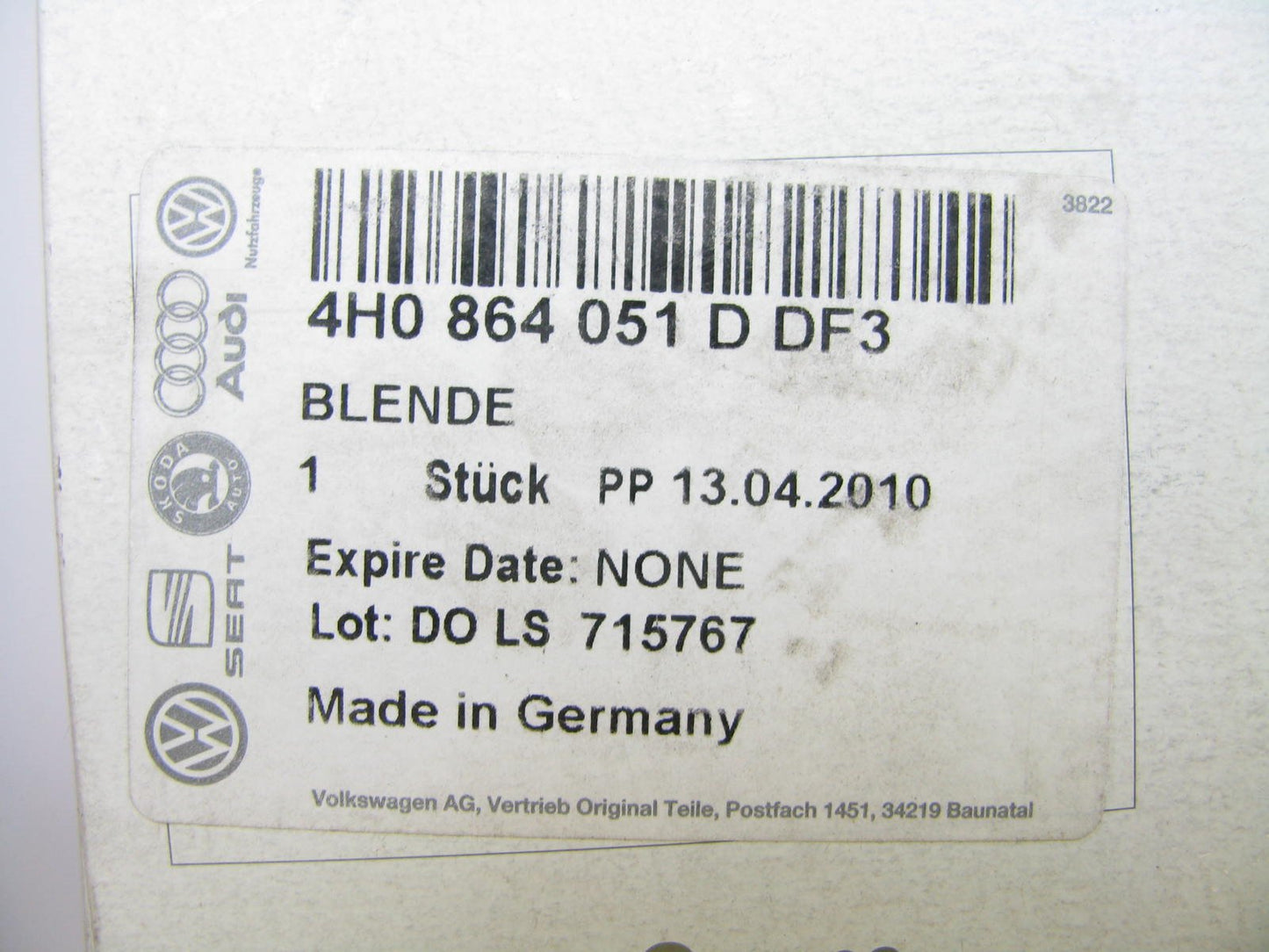NEW Front Center Console Back Rear Storage Trim Panel OEM Audi 4H0864051DDF3