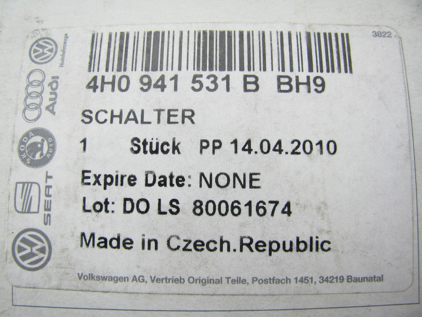 NEW - OEM Genuine Headlight Lamp Switch Beige - 2015-2016 Audi A8 4H0941531BBH9