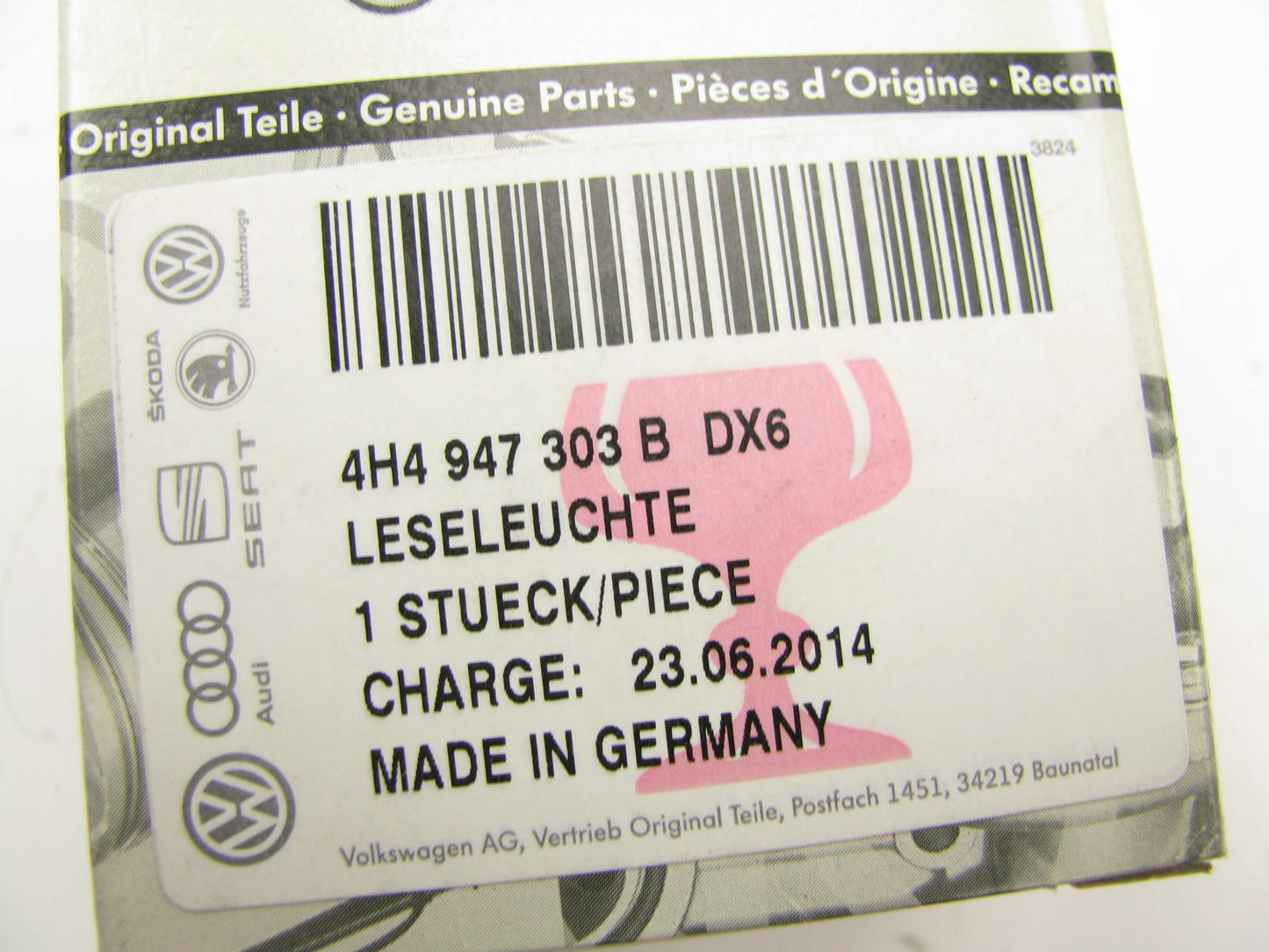 NEW - OEM VW Audi 4H4947303BDX6 Interior Reading Lamp 2011-2017 A8 Quattro